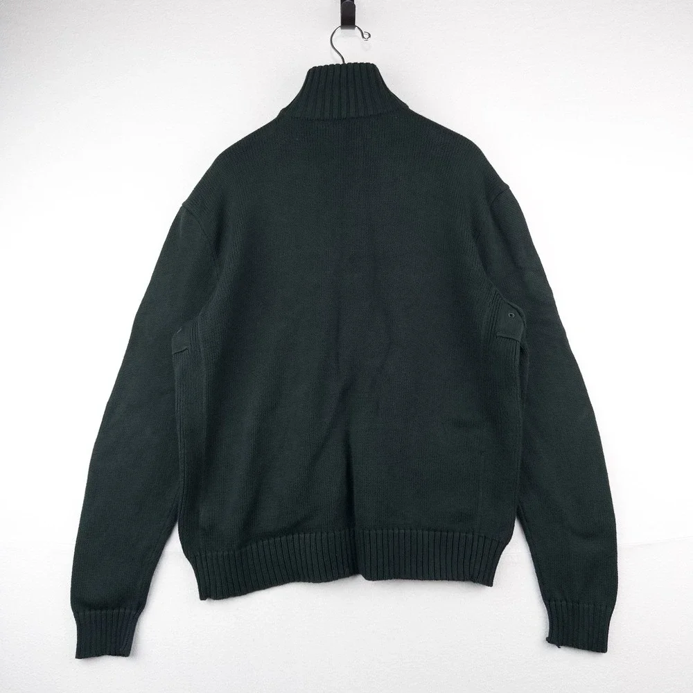 90's Vtg Polo Ralph Lauren Heavy Knit Zip Sweater Jacket Men's L Hunter Green